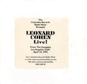 Leonard Cohen Live! From The Complex, Los Angeles, CA, April 18, 1993