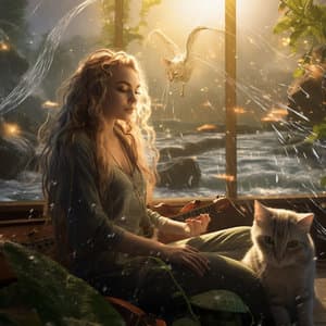 Cat's Rainy Harmony: Soothing Musical Moments