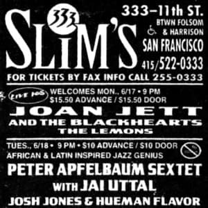 1996-06-18, Slim's, San Francisco, CA